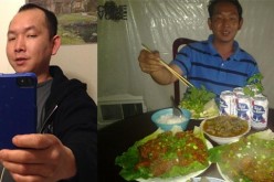 Troubled man swings a hatchet