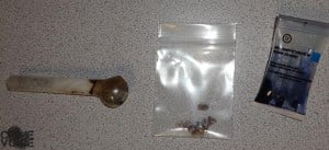 Along with fraud and identity theft evidence, Flores was carrying a loaded meth pipe.