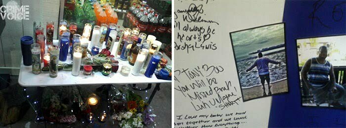 Makeshift memorials to the victim were made outside the 7-11 store