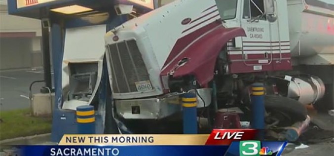 Dump Truck Slams Into ATM, Young Woman arrested for Grand Theft Auto