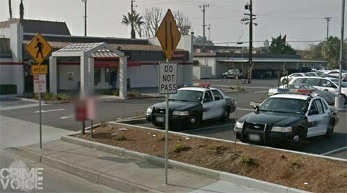 Bakersfiled police outside the bank in a 2012 Google Maps image.