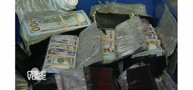 The FBI displays the confiscated cash