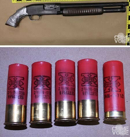 The shotgun and shells police recovered from the vehicle.