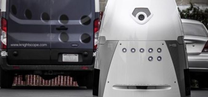 Prowler tips over Knightscope robot