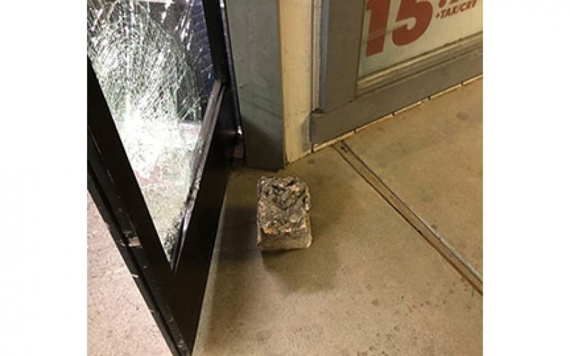 Concrete Block Unsuccessfully Thrown in Burglary Attempt
