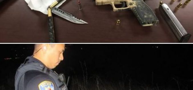 Illegally parked vehicle becomes arrest of two with stolen gun