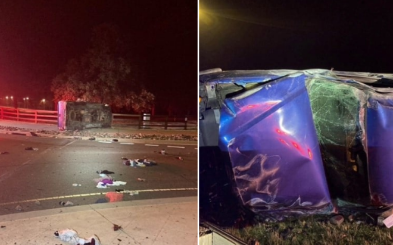 DUI driver shears light pole, rolls vehicle