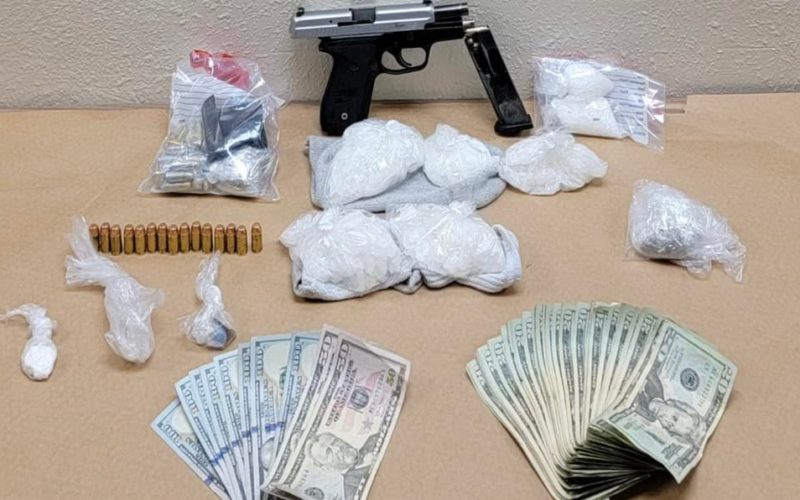 Convicted felon caught with gun and drugs