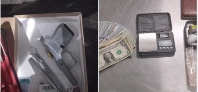 Suspicious subject in his vehicle with gun and drugs