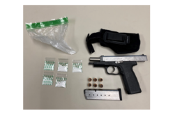 Traffic stop leads to arrest for alleged possession of a handgun and narcotics