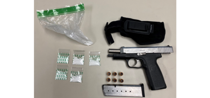 Traffic stop leads to arrest for alleged possession of a handgun and narcotics