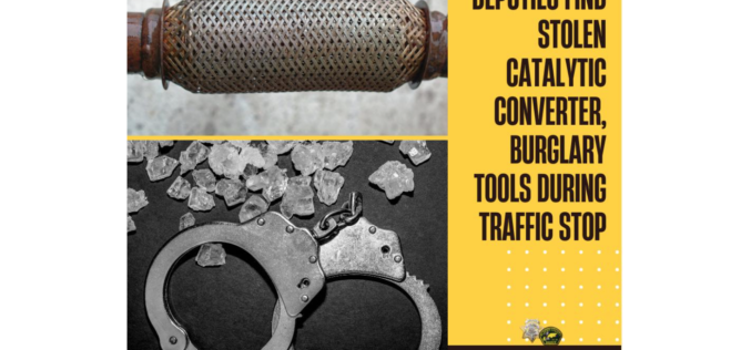 Three arrested after stolen cat. converter, narcotics reportedly found in car