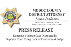 Modoc Superior Court Dismisses Domestic Violence Case Due to Judicial Shortage