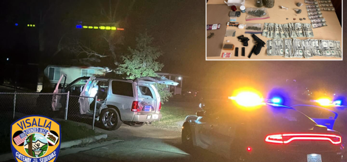 Three Arrested in Visalia Traffic Stop; Drugs and Firearm Seized