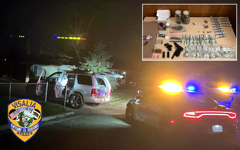Three Arrested in Visalia Traffic Stop; Drugs and Firearm Seized