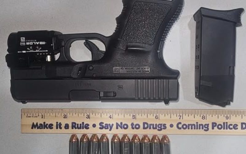 Corning Police Arrest Passenger on Felony Warrant After Traffic Stop; Loaded Stolen Firearm Recovered