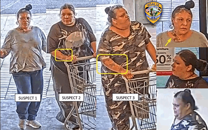 Visalia Police Seek Public Help Identifying Three Suspects in Hobby Lobby Felony Theft