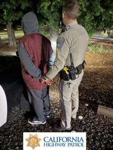 suspect under arrest - courtesy of santa cruz chp