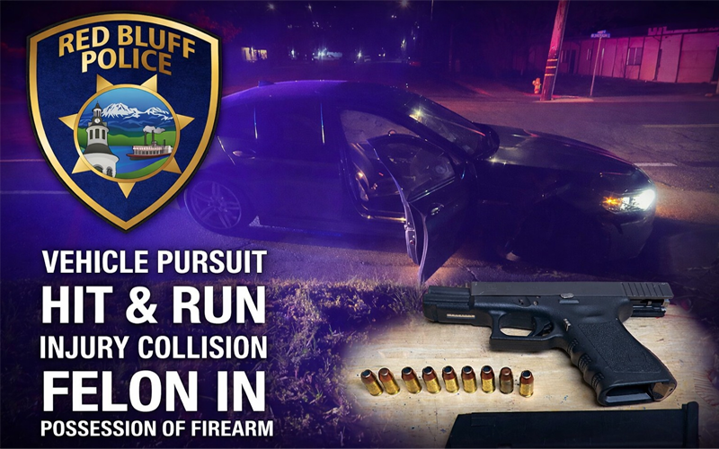 Red Bluff Police Apprehend Suspect Following Pursuit and DUI Collision