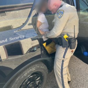 Suspect in CHP Vehicle - Courtesy of Barstow CHP