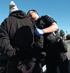 suspect under arrest - courtesy of marina police department