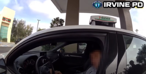 Suspect in vehicle- still image from video - Courtesy of Irvine PD