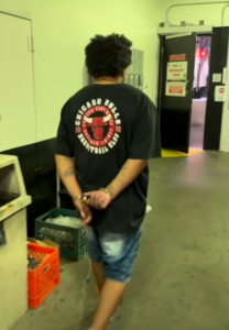 suspect under arrest - still image from video - courtesy of sacramento county sheriff's office