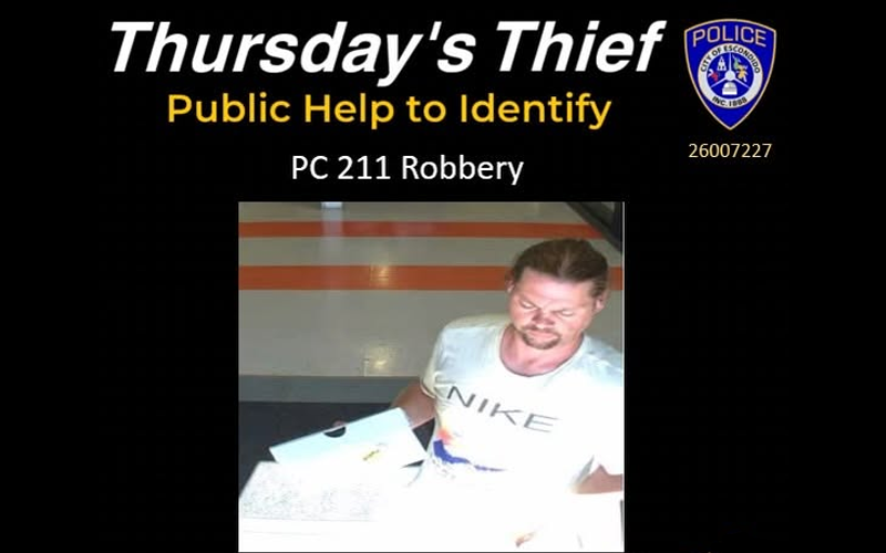 Escondido Police Seek Public Assistance in Identifying Sporting Goods Robbery Suspect