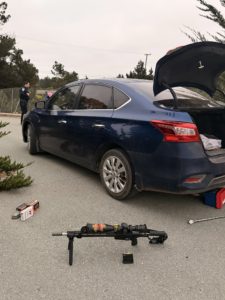 car, rifle, ammunition