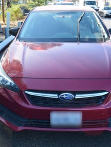 Subaru with cracked windshield